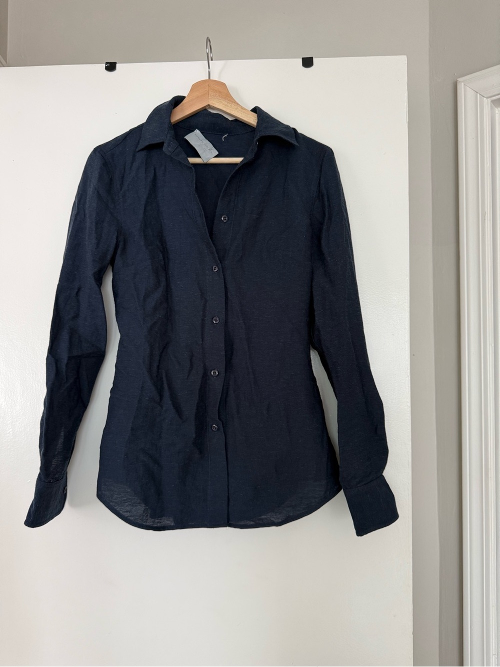 Modern Citizen Navy Blue Linen Blend Button Down Shirt